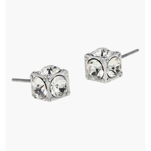 All Saints Cube Crystal Stud Earrings, NWT In Box